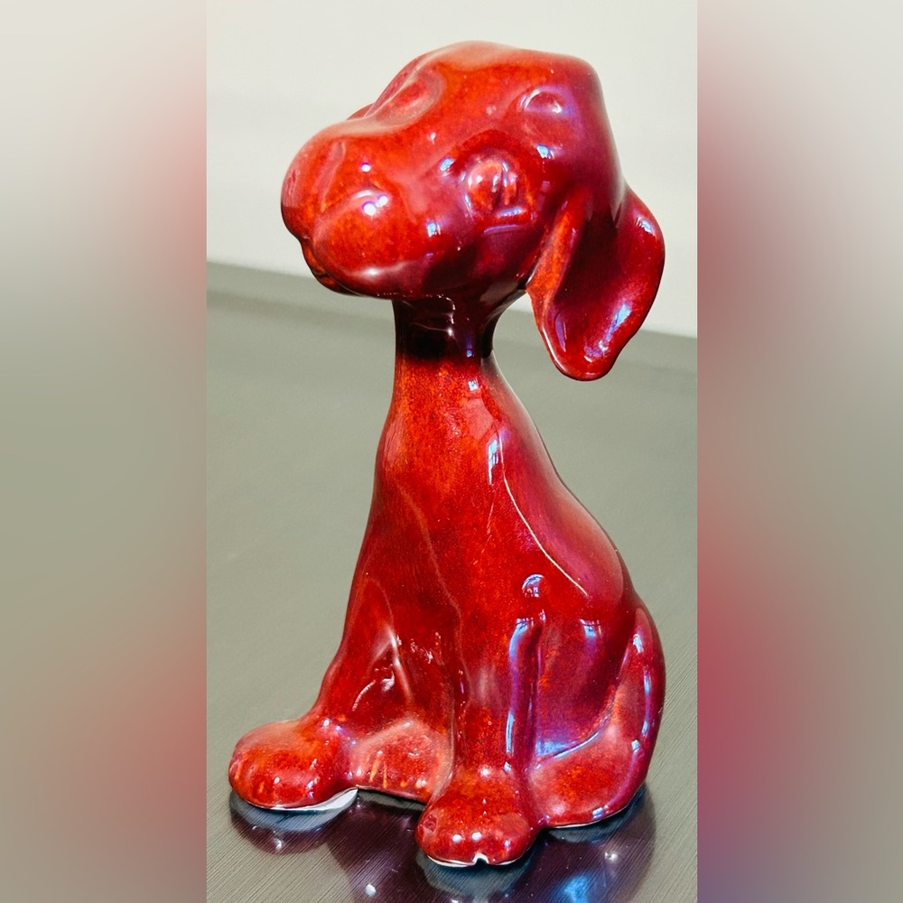 RARE Vintage California Pottery Red Puppy Figurine